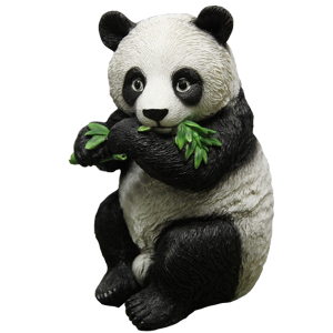 Панда стоящая с листом бамбука